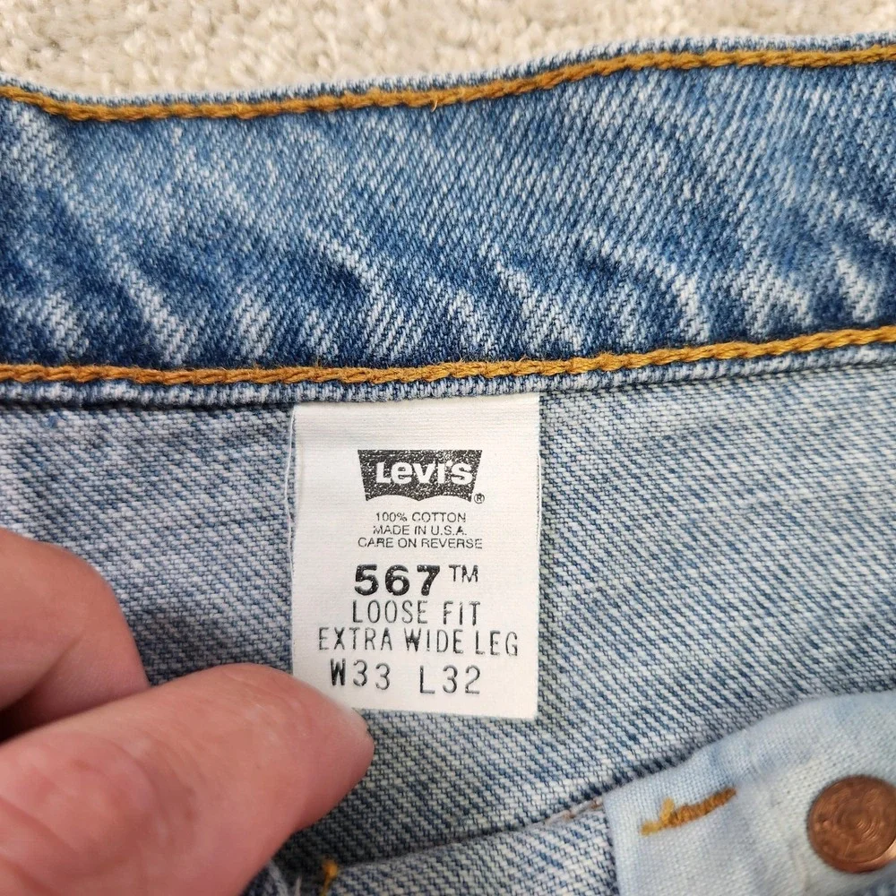 Vintage Levis 567 Jeans Men 33x32 Extra Wide Leg USA MADE Baggy 90s Denim